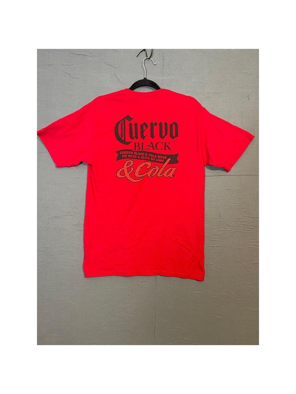 Red T Hanes with “CUERVO BLACK & COLA OVER ICE Size M